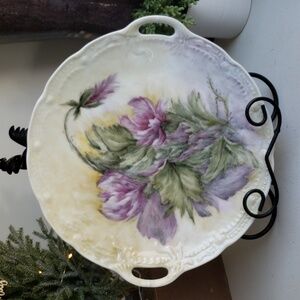Vintage Hand-painted Floral Porcelain Plate By Margery Scherschligt.